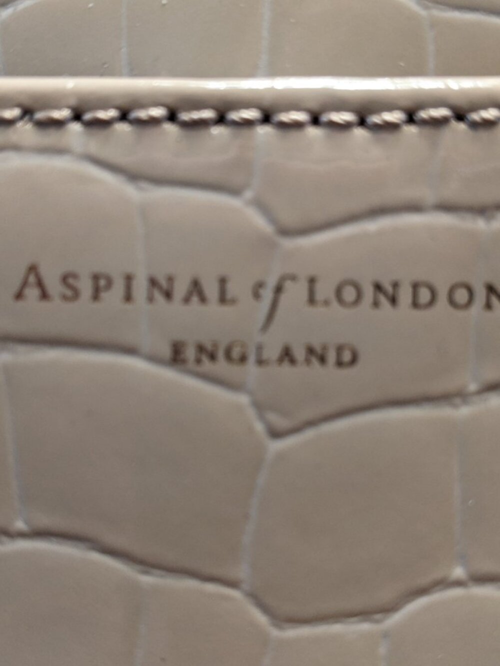 Aspinal of London Mayfair Large Bag Handbag Soft Taupe Patent Croc Beige WOO OWO - Picture 8 of 12